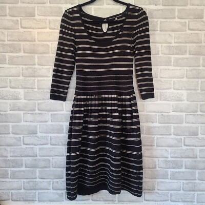 Anthropologie Knitted And Knotted Elodie Black White Sweater Dress SZ  Medium | eBay