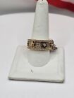 with cubic zirconia stones size 11 10k yellow gold gear style spinner ring