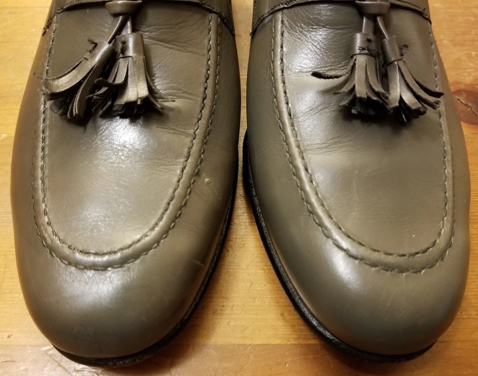 De Colección, Zapato Johnston & Murphy, Cuero, Gris, Borlas, Mocasines (Talla 8C) Foto 3 de 4