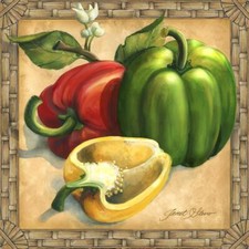 Ceramic Backsplash Tile Mural Fruit Vegetable Kitchen/Bathroom - Bell Peppers