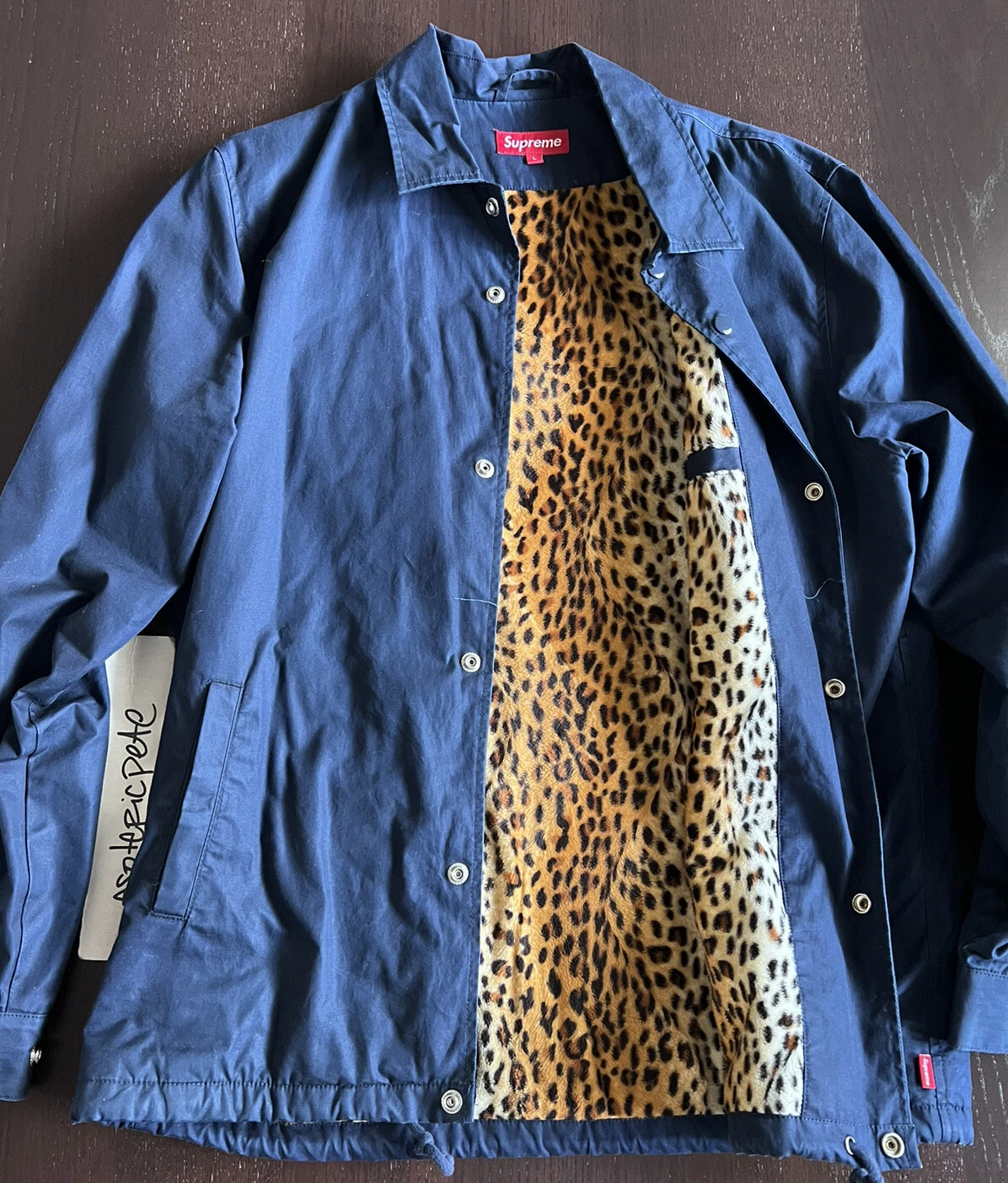 GRANDE VESTE SUPREME LEOPARD PILED COACHS VESTE MARINE FW 2010 boîte logo vintage