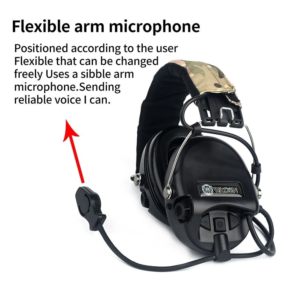 Tactical Active Pickup Noise Canceling Headset Military PTT Hunting Headphone - Image 2 of 4