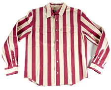 AIME LEON DORE Button Down Long Sleeve SHIRT Striped Medium Pink Creme