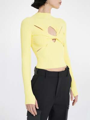 Dion lee RIB MULTI TWIST LONG SLEEVE TOP knit ACID / PALE YELLOW - BNWT - LARGE