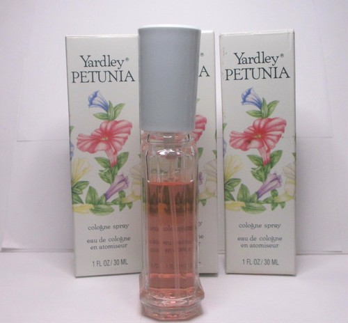 YARDLEY PETUNIA COLOGNE SPRAY EAU DE COLOGNE 1 OZ BOXED (LOT OF 3) LOW FILL - Picture 2 of 2