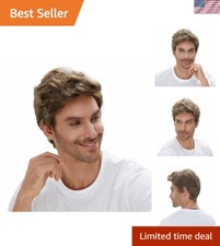 Versatile Curly Wig for Men - Durable, Natural-Looking Hair in Middle Brown