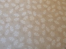 White Flowers on Light Tan Cotton Fabric 44" Wide x 50" long