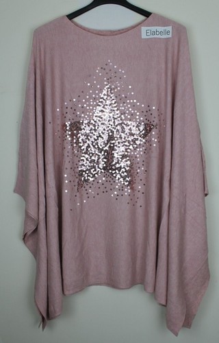 New Ladies Layering Oversized Casual Winter Knitted Sequin Star Poncho Cape - Picture 8 of 13