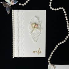 2x Princess Lace Wife & Husband Wedding Vow Cards Floral Card Fairy Decors DIY