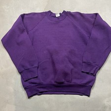 Vintage Raglan Fruit Of The Loom Sweatshirt 80s 90s Faded Blank L Made in USA