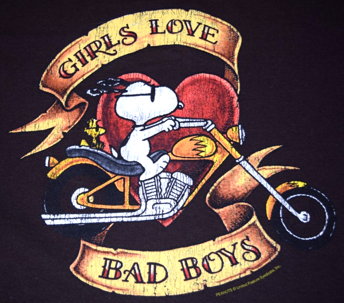 Vintage Snoopy T-Shirt Size M 00s Girls Love Bad Boys Snoopy on