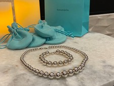 Set bracciale e collana perle sfere rigide Tiffany & Co argento sterling 925