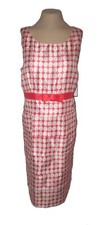 New Dress, Kim Rogers,  coral-White polka-dots Shiny tiered shift washable 14