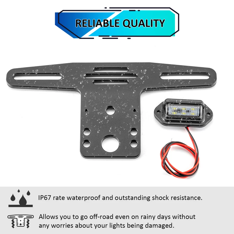 UTV ATV License Plate Holder Led Light Bracket for Polaris Ranger RZR Can-Am X3 - Image 2 of 4