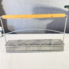 Farmhouse Metal Jar Basket Wood Handle Cottage Florals Gift For Gal