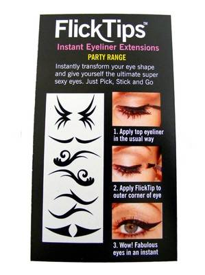 FLICK TIPS EYELINER EXTENSIONS SOFORT AUFKLEBEN WIEDERVERWENDBAR TRANSFER PARTY SORTIMENT