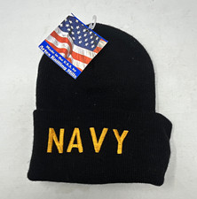 Artex Knitting Mills Navy Black Knit Beanie Hat Militaria Made in USA