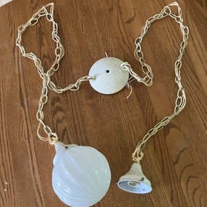 vintage hanging lamp Ceiling Swag Pendant Chain 1 Light Frosted glass Shades