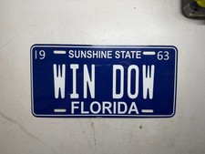 Florida 1963 - Sunshine State - WIN DOW - Novelty/Booster License Plate