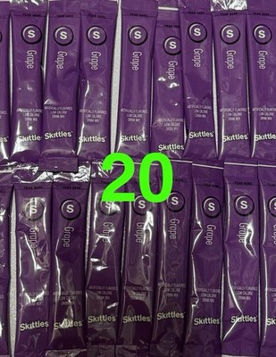 20 - Skittles GRAPE Singles Sachets Drink mix 10 Calories Sugar Free