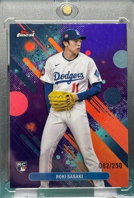 ROKI SASAKI ROOKIE RARE HOLO PURPLE REFRACTOR CHROME SPORTS CARD SSP /250