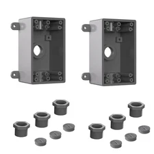 Single-Gang Weatherproof Electrical Outdoor Box, Box 2PACK, Gray 