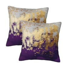 Purple and Gold Abstract Art Throw 18" x 18" Pack of 2 Gradient-purple-gold