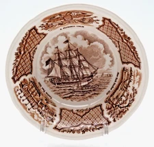 Fair Winds USS Portsmouth off the Barrier Forts Canton England Brown 5" Sm Bowl