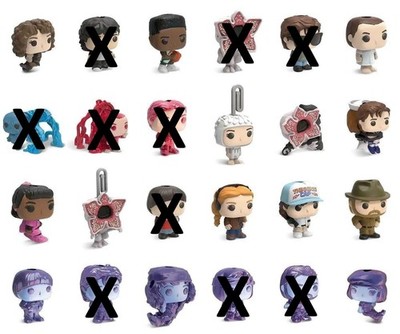 Stranger Things Kinder Egg Funko Figures Will, Mike, Eleven, Hopper, Max, Lucas