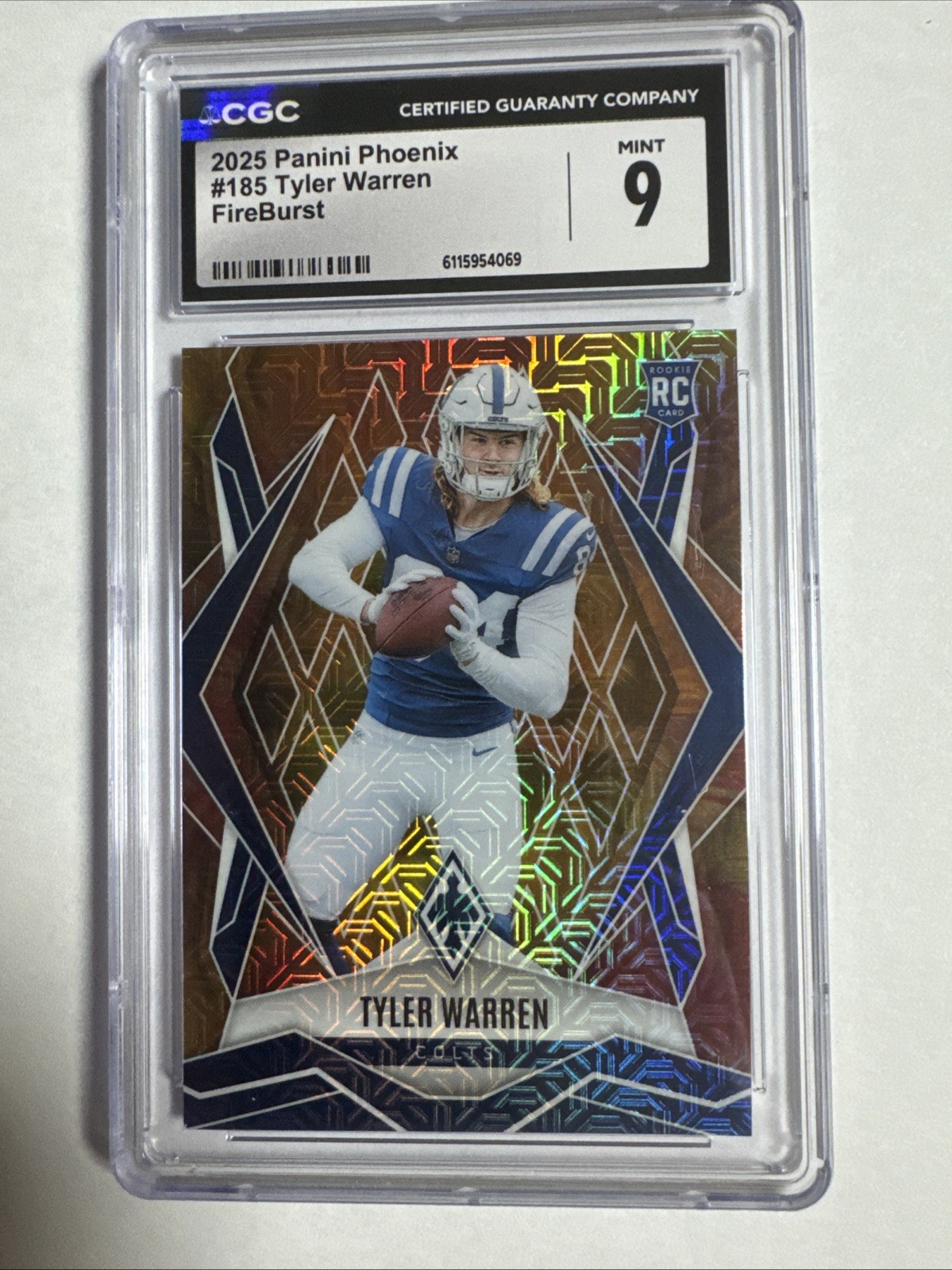 2025 PANINI PHOENIX FIREBURST #185 TYLER WARREN ROOKIE RC 90/350 PSA 9