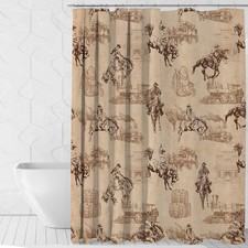 Western Shower Curtain Vintage Rodeo Bathtub Curtain Wild West Farmhouse Country