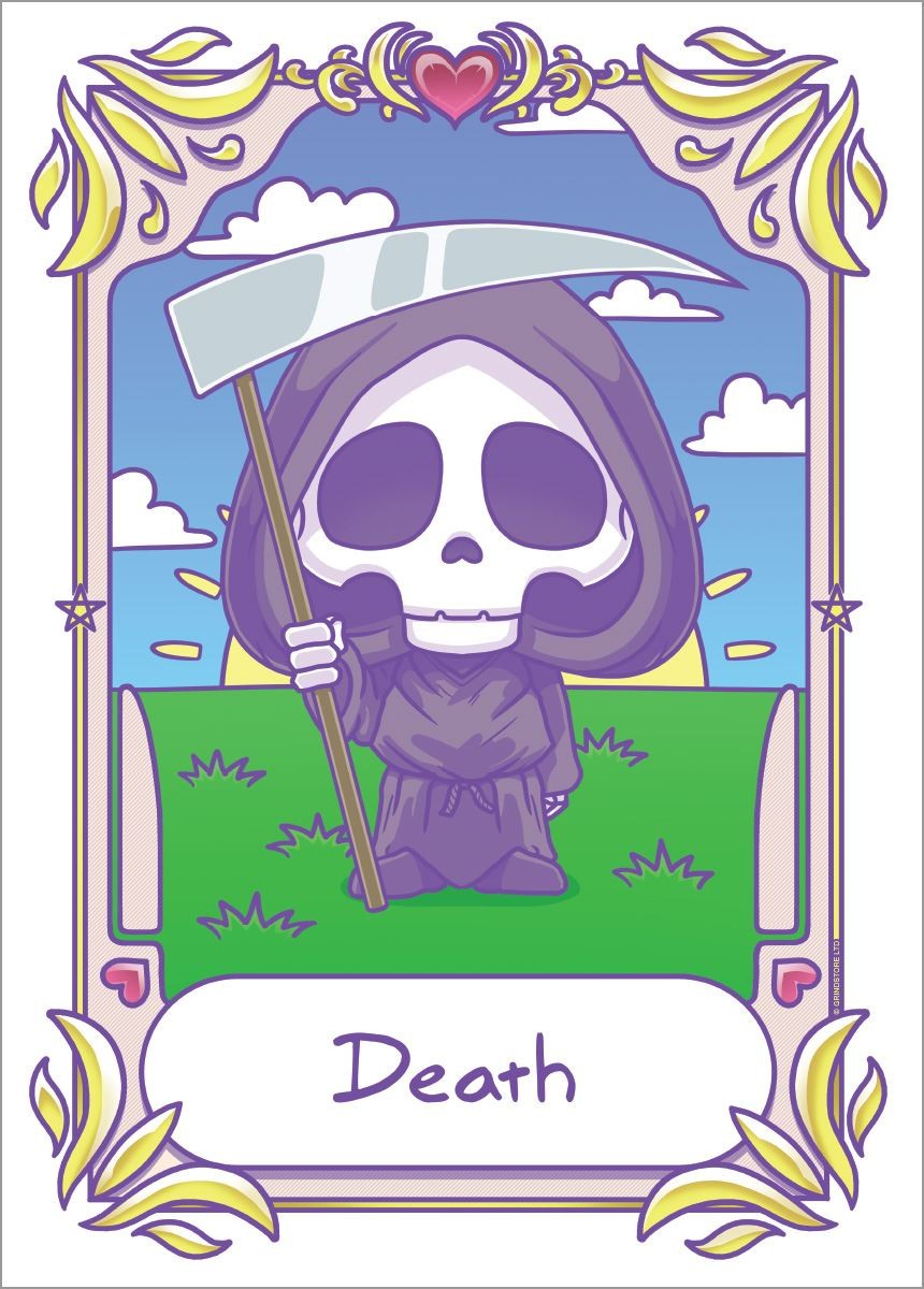 Laminated Deadly Tarot Kawaii - Death Mini Poster