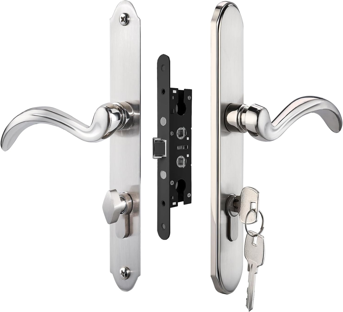 ヴィンスモーク3時  rough&swell 2点セット Brushed Nickel Storm Door Handle Set with 2-Point Lock for Pella