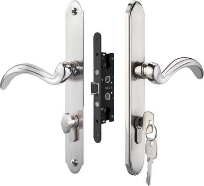 Brushed Nickel Storm Door Handle Set with 2-Point Lock for Pella