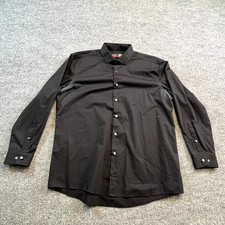 J Ferrar Dress Shirt Mens L 16-16.5 32-33 Black Stretch Slim Fit Formal Business