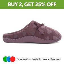 The Slipper Company Womens Slippers Purple Adults Ladies Mule Berry Hearts SIZE