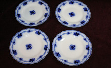 (4) Antique Flow Blue Clover Pattern 5.75