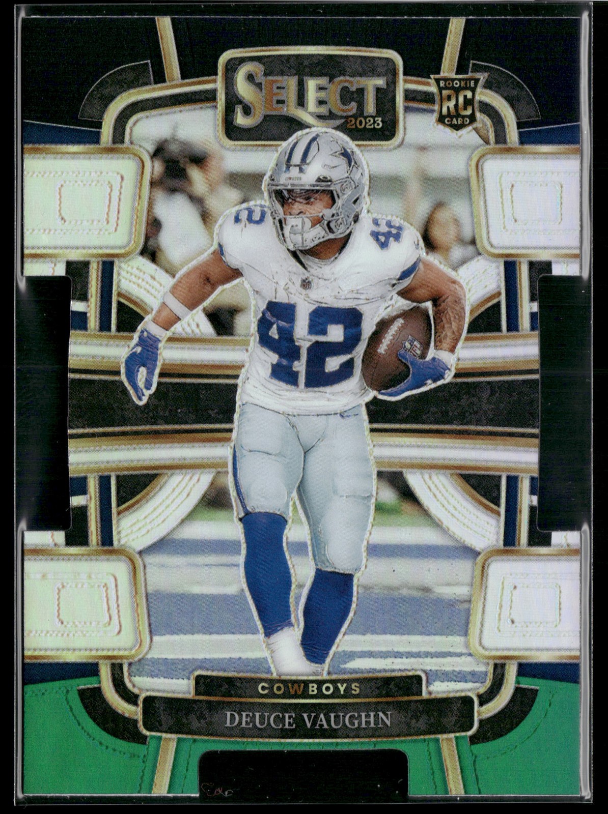 2023 Panini Select #28 Deuce Vaughn Black and Green Prizms Die Cuts