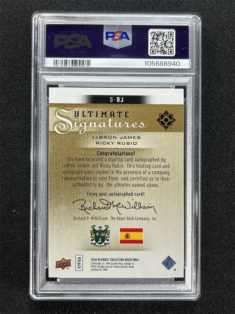2010 UD Ultimate Collection Lebron James/Ricky Rubio Dual Auto /25 PSA 9 POP 2 view 2