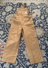Mint Carhartt Men 32x29 Canvas Double Knee Overalls Duck Brown Bib