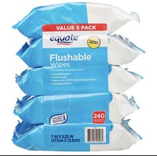 Equate 240 Count Fresh Scent Flushable Wipes, 5 Packs of 48 Wipes