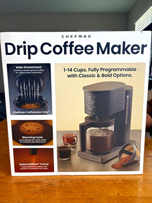 Chefman Caffeinator Drip 14-Cup 72 oz Programmable Digital Coffee Maker Black