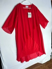 Hanna Nikole Mesh Overlay Valentine Date Chiffon Party Dress Womens 20W 20 NWT