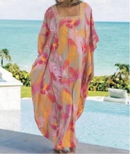 Caftano Bahia Soft Surroundings donna taglia unica stampa uccellino tropicale