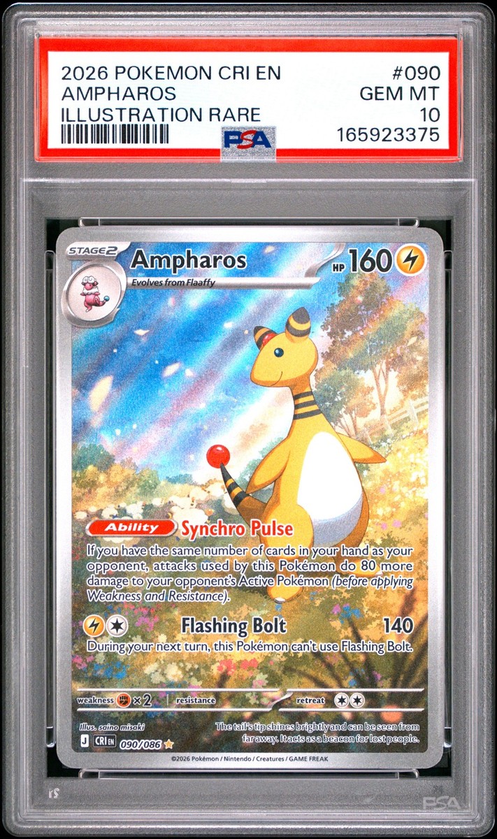 Pokemon Ampharos Chaos Rising 090 Illustration Rare PSA 10 Gem