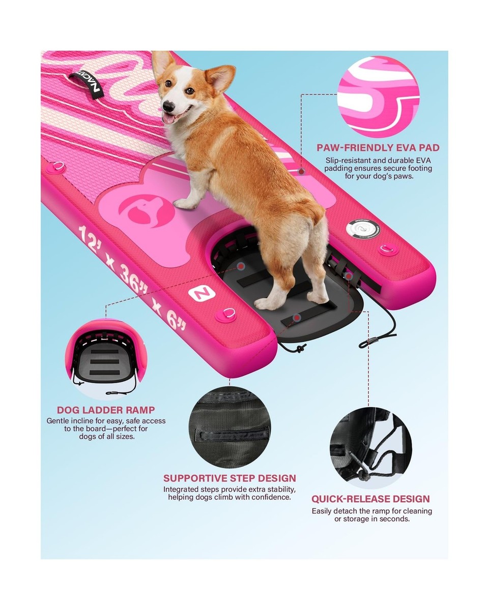 Inflatable Stand Up Paddle Board - Premium SUP Board with Dog Ramp