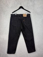 VTG Levis 505 Jeans Mens 38x34 Black Dark Wash Regular Straight Denim Made USA