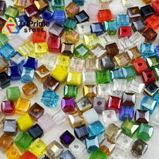 YUEXIGO 200pcs 4mm Cube Crystal Glass Beads for Jewelry 4mm, Mix Colors