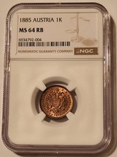 Austria Franz Joseph I 1885 Kreuzer MS64 RB NGC Two-Year Type