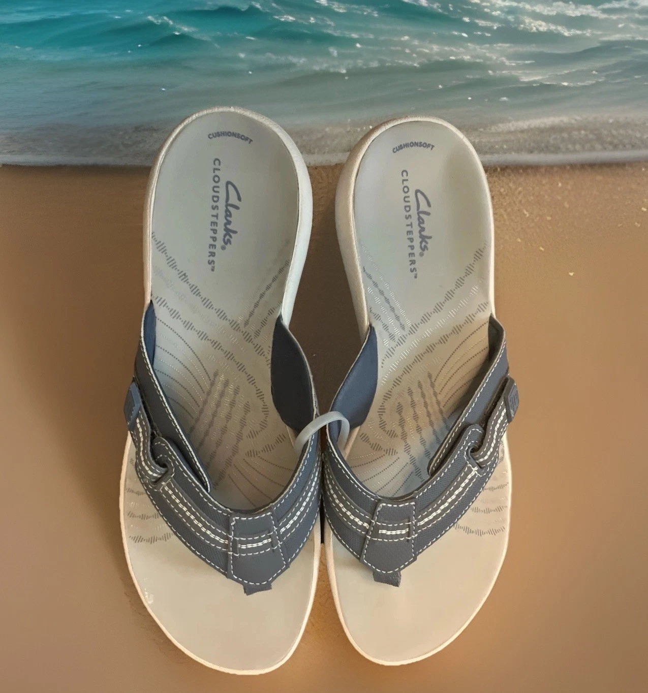 Clarks Cloudsteppers sandali infradito blu Brinkley taglia 10 slide comodi